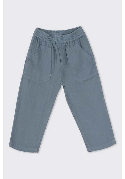 Panço Erkek Çocuk Beli Lastikli Müslin Pantolon İndigo