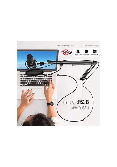 Fıfıne Akış Mikrofonu Pc Kollu, Usb Mikrofon Ps4 Ps5 Mac, Pop Filtre, Shock Mount, Oyun Podcast Stüdyosu İçin