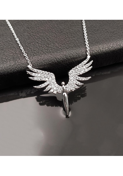 Vegagiftshop Gümüş Kaplama Mikail Melek Kolye Gümüş