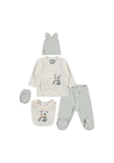 Minidamla Baby Minidamla Ayı Desenli 5'li Zıbın Takımları - Yeşil