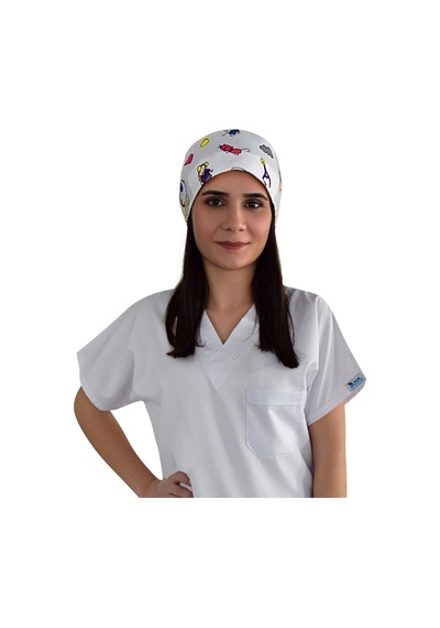 Yarabandı Temalı Cerrahi Doktor Hemşire Hastane Bonesi Çok Renkli Çok Renkli
