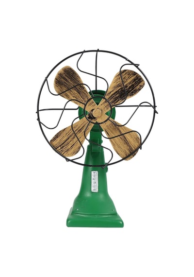 Nealdin Retro Nostaljik Fan Figür Dekor Siyah Yeşil Reçine Ev & Kafe Dekorasyonu 17 10 25 Cm