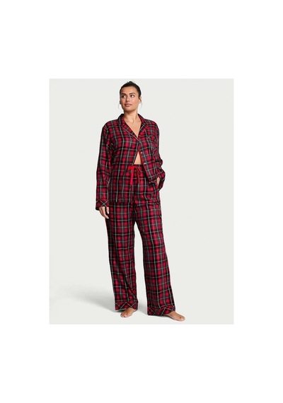 Victoria's Secret Flannel Uzun Pijama Takımı Kırmızı