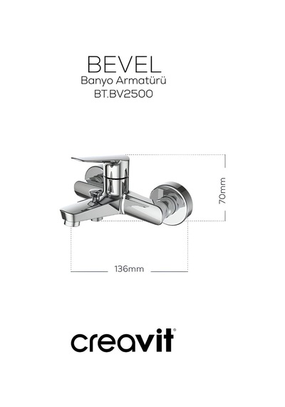Creavit Bevel Lavabo Banyo Eviye Bataryası 3'lü Set BV1500-BV2500-BV8500 Krom