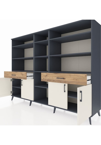 Hyperion Dolap 12 Raflı 2 Çekmeceli 4 Kapaklı 220x44x163 Antrasit Antrasit-aytaşı/çam Hyperion Dolap 12 Raflı 2 Çekmeceli 4 Kapaklı 220x44x163 Antrasit Antrasit-aytaşı/çam