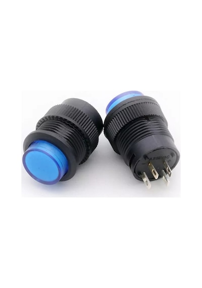 IC-180C 16MM KALICI BUTON LEDLİ PLASTİK MAVİ