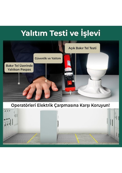 50x100 Cm İzole Halı 2 Mm 1 Kv Elektrik Yalıtkan Paspas İş Güvenliği Pano Önü Halısı 50100