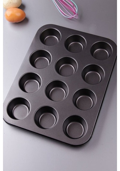 12'li Muffin Kalıbı, Metal Kek Kalıbı Siyah