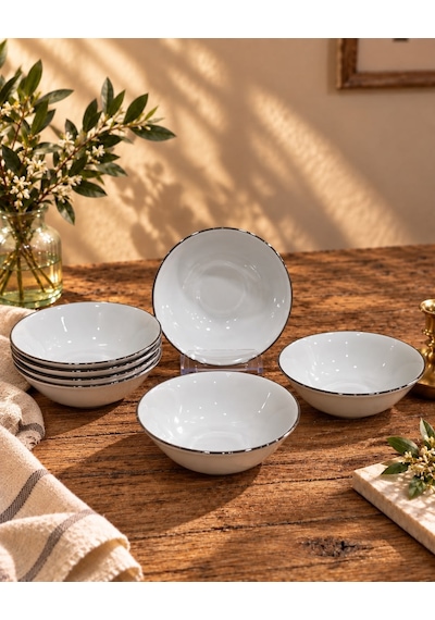 6lı Pure Bone Porselen Platin Çorba Kasesi-7777 Çok Renkli