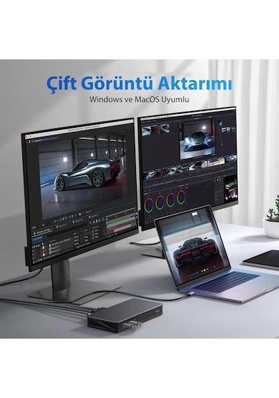 Ugreen 9'u 1 Arada 2 Hdmı 2 Displayport Usb-A 3.2 Gen2 Type-C Ethernet Dönüştürücü