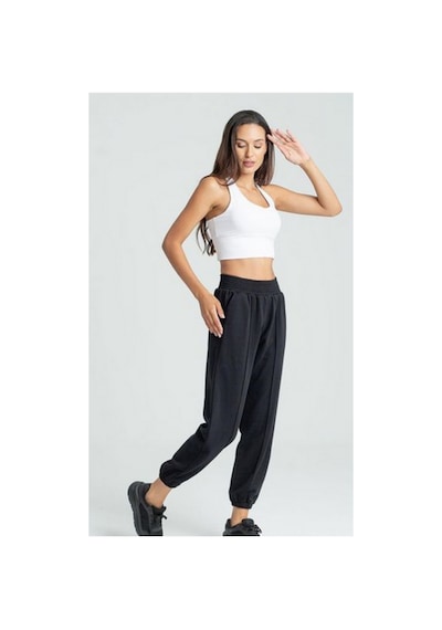 Winmoda34 Jogger Bol Kesim Kalın 3 Iplik Şardonlu Eşofman Altı Kadın Siyah-çımalı