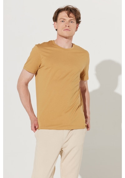 Ac&Co / Altınyıldız Classics Erkek Hardal Slim Fit Dar Kesim %100 Pamuk Bisiklet Yaka Kısa Kollu Tişört Hardal
