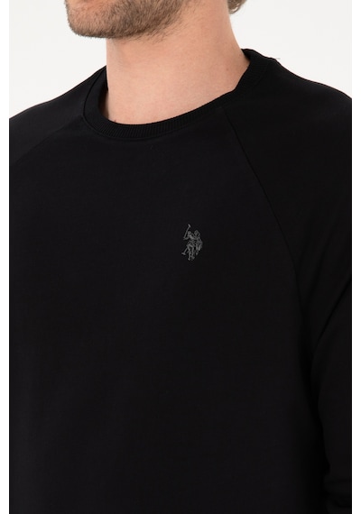 U.S. Polo Assn. Erkek Regular Fit Bisiklet Yaka Siyah İnce Basic Sweatshirt 50313752-VR046