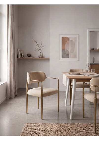 Elegance Kolçaklı Metal Mutfak Sandalyesi Krem