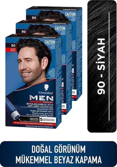 Men Perfect Saç Boyası 90 - Siyah x 3 Adet