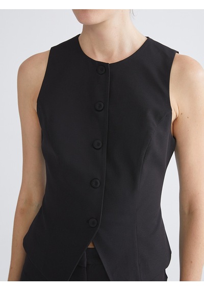 Lcwaıkıkı Classic Siyah Bisiklet Yaka Kadın Klasik Yelek