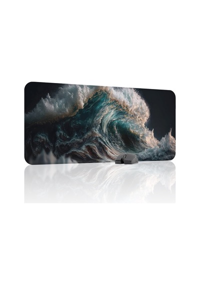 Dalgalar Kaymaz Dikişli Kauçuk Oyuncu Mousepad V2 - 90x40 Xxl Gaming Mouse Pad Fare Altlığı