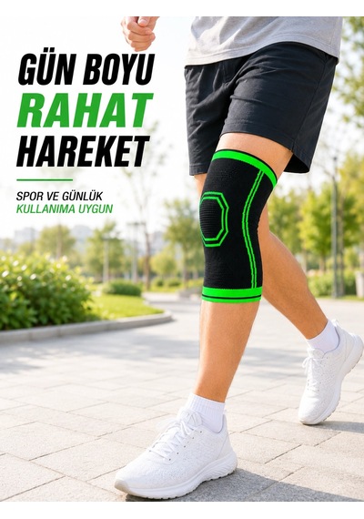 Erturkstore Mey İthalat Örme Dizlik Nefes Alabilen Esnek Diz Tamamlayıcı Spor Ve Günlük Kullanım Siyah Yeşil -