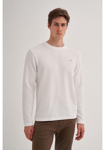 Cazador 50690 Erkek Bisiklet Yaka Sweatshirt Ekru