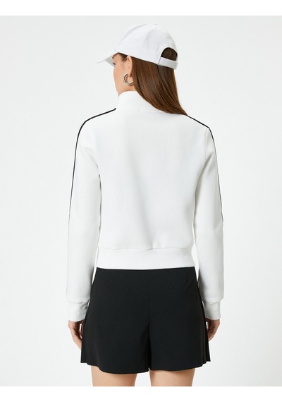 Koton Zipper Crop Sweatshirt Ekru 4sal10525ık Ekru