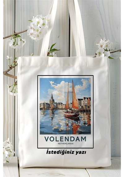 Art Hediye Volendam Baskılı Bez Çanta Omuz Çantası Kişiye Özel Desen Çok Renkli