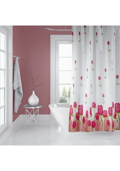 Banyo Perdesi 7017 1x180x200, Perde Borusu Askı Aparatı Köşe Boru Beyaz Hediyeli, Duş Perdesi Seti Çok Renkli