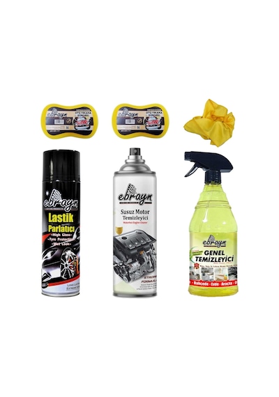 Lastik Parlatıcı Motor Genel Temizleyici 2 Adet Sünger+bez Ebrayn