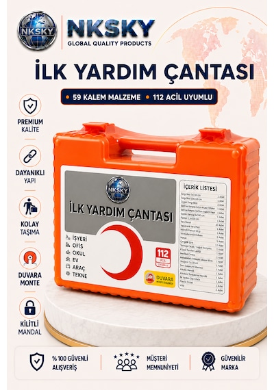 Nksky Ultra İlk Yardım Çantası Duvara Monte Ecza Dolabı İş Yeri Ofis Araç Ev İçin İlk Yardım Seti