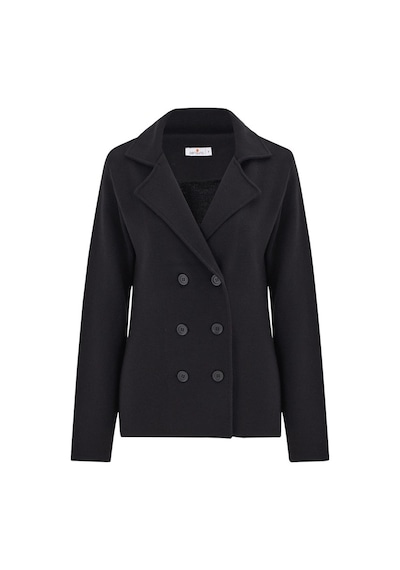 Peraluna Çelik Örgü Klasik Kesim Blazer Kadın Triko Ceket Siyah Siyah
