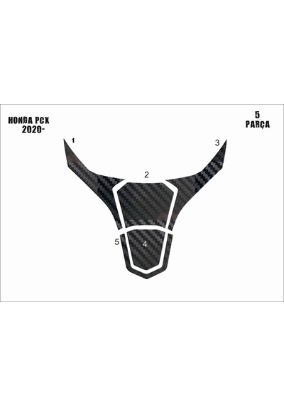 Honda Pcx 2021-2024 Tank Pad Ve Grenaj Kaplama 5 Parça Siyah 67610133