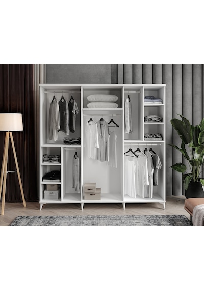 GuneyStore Milano 6 Kapaklı Komple Mdf Beyaz Gardırop