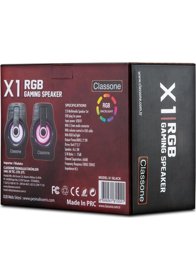 Classone Hoparlör 1+1 Usb Rgb X1b