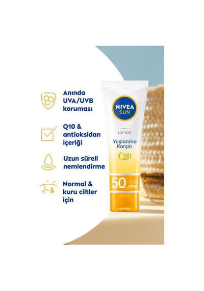 Sun Yüz Kremi 50ml Spf50 Yüksek Güneş Koruyucu  Görünümü Engelleyici