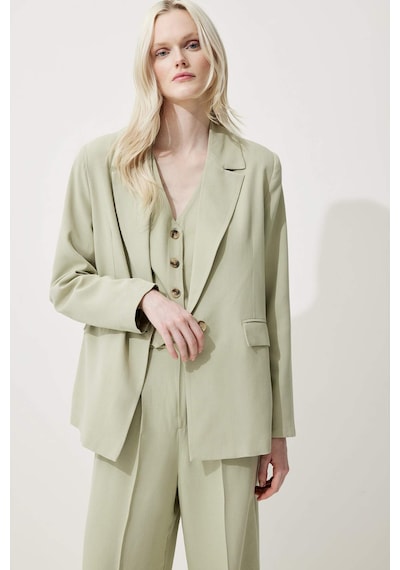 DeFacto Oversize Geniş Kalıp Keten Karışımlı Blazer Ceket Z2536AZ25SPKH176 Haki