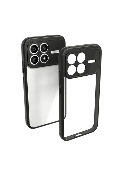 Poco F8 Pro Kılıf Kamera Korumalı Şeffaf Arka Yüzey Mkst New Roll Kapak - Siyah Siyah
