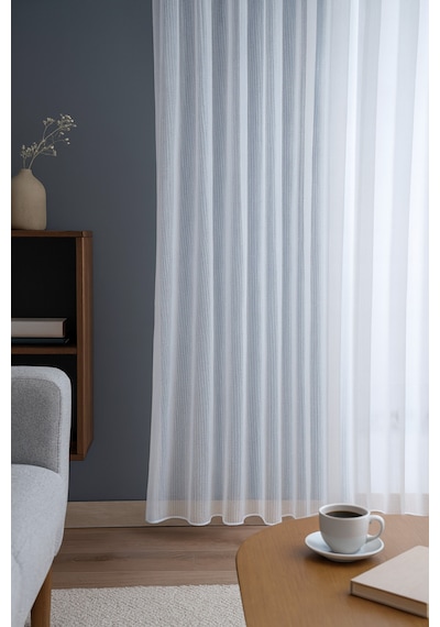 Natural Modern File Dokulu Keten Tül Perde Pileli Salon Oturma Odası Yatak Odası Çocuk Odası Beyaz