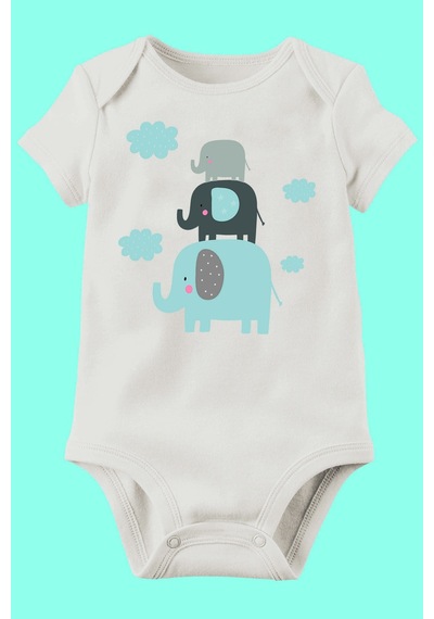 Babylimon Organik Baskılı Pamuklu Unisex Bebek Body Beyaz - 132151029 Beyaz
