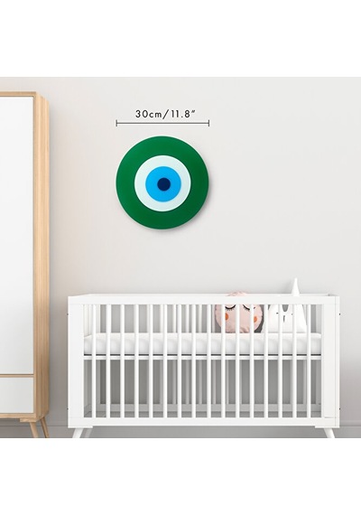 Minimalist Yaprak Yeşili Nazar Boncuğu El Yapımı Ahşap Büyük Naza