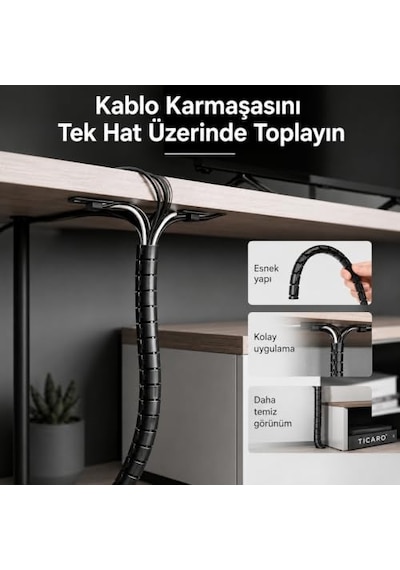 346 Parça Kablo Düzenleme Seti, Masa Altı Ve Bilgisayar Kablo Düzenleyici Organizer, Klips Spiral Sarıcı Cırt Ba