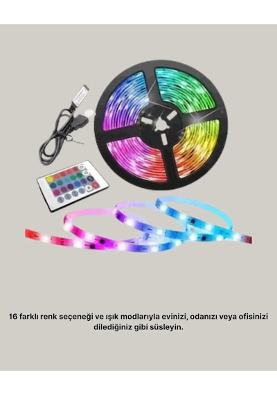 Müziğe Duyarlı Renkli Smart Şerit Led Işık Usb Bağlantılı Ambiyans Aydınlatma Diğer