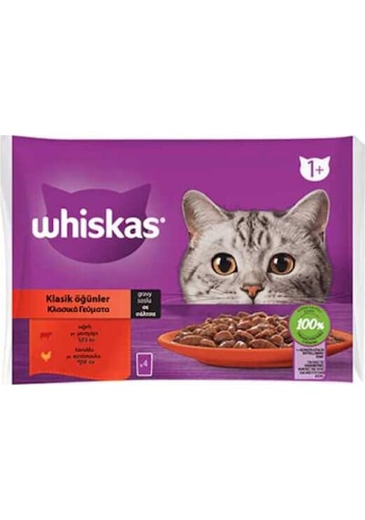 Whiskas Pouch Kedi Sığırlı Tavuklu Etli Seçenekleri 4 Lü Paket