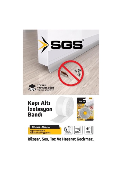 Tr Kapı Altı İzolasyon Bandı, 35 Mm X 3 M, Beyaz, Kendinden Yapışkanlı, Rüzgar Ses Toz Ve Haşerat Geçirmez