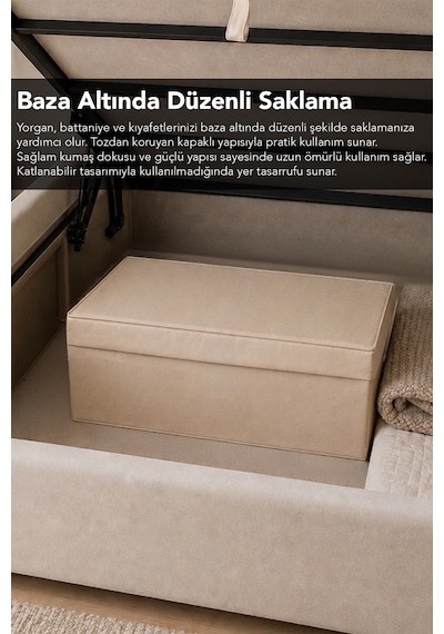 6'lı Organizer Baza Hurç Seti - Çok Amaçlı Kapaklı Saklama Kutusu 50x40x19cm Bej