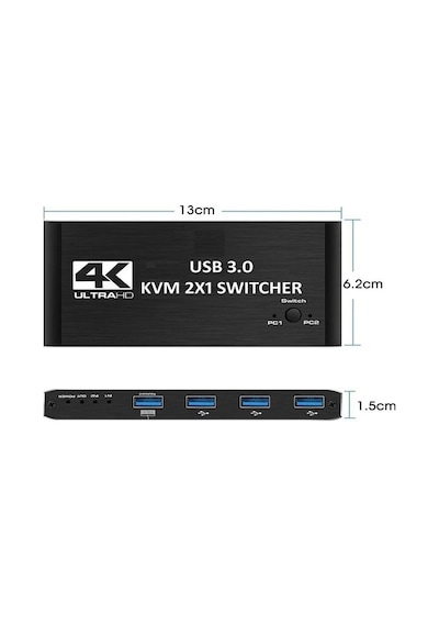 4kvm421 Kvm Switch 2x1 Hdmı 2.0 4k Ultra Hd 2160p Usb 3.0 Hdcp 2.3 Hdr10 400mhz Hız