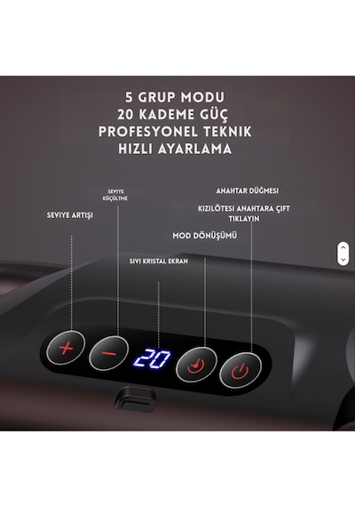6 Başlıklı Şarjlı Masaj Aleti Derin Doku Kas Rahatlatıcı, Lcd Ekranlı Sessiz Masaj Tabancası