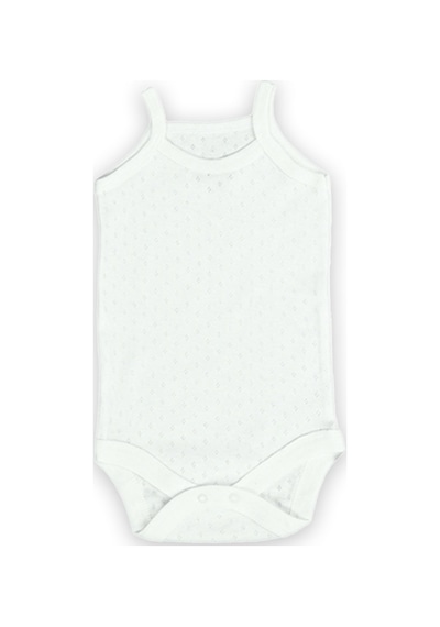 Novibaby 18-24 Ay Jakarlı İp Askılı Ekru Bebek Atlet Body Zıbın Çıtçıtlı 100% Pamuk Ekru