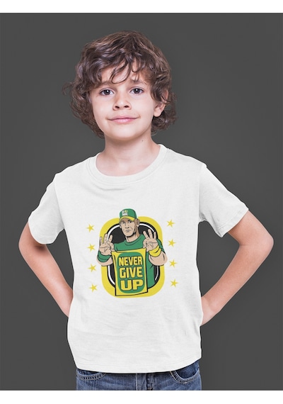 Bumeta John Cena Never Give Up American Güreşi Çocuk Tişört T-shirt Beyaz
