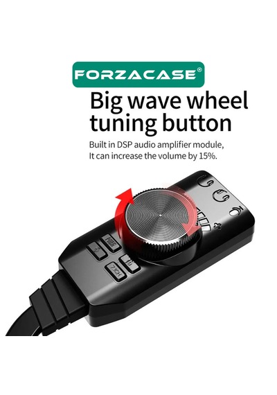 Forzacase Usb Dsp Harici Ses Kartı 7.1 Kanal 3.5mm Kulaklık Mikrofon Çevirici, Pubg Lol Efekt Fc1225