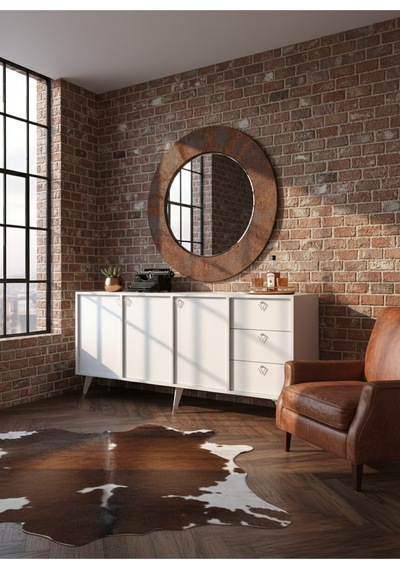 Resital Konsol - Sk2001-1 - Silver Modern 180 Cm Çekmeceli Ve Kapaklı Salon Konsolu - Büfe Beyaz Resital Konsol - Sk2001-1 - Silver Modern 180 Cm Çekmeceli Ve Kapaklı Salon Konsolu - Büfe Beyaz