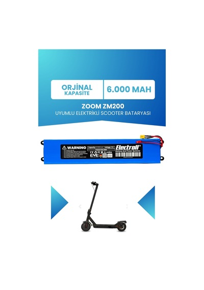 Zoom Zm200 Batarya 6.000mah Pil 36v Elektrikli Scooter Bataryası Mavi